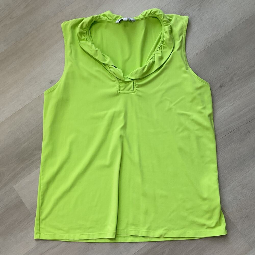Sunsets and Sweet Tea Womens Ruffle V Neck Tank Top Green XL